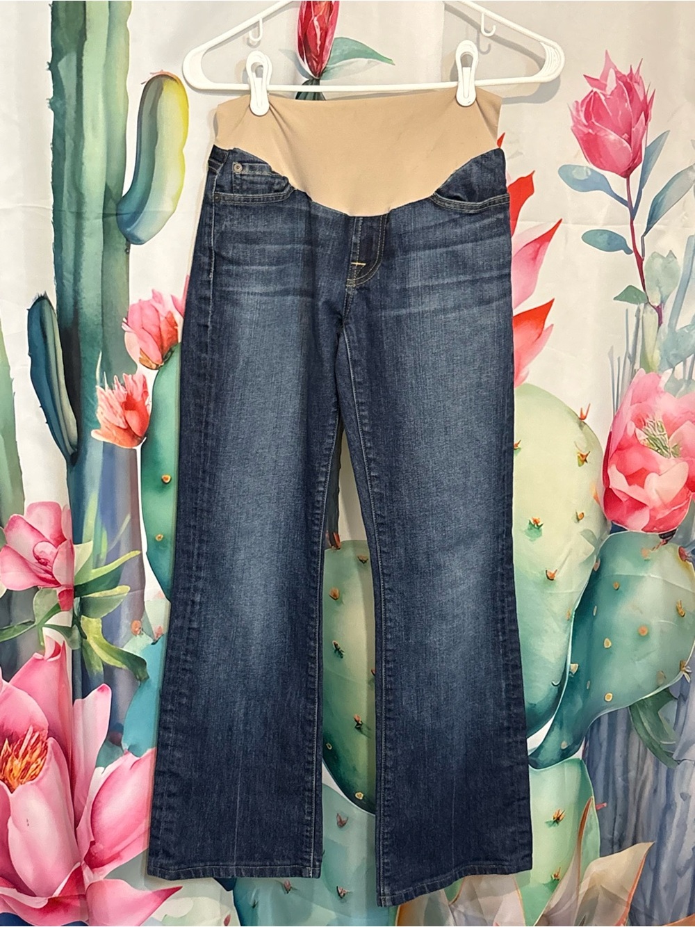 7 For All Mankind A Pea in the Pod Maternity Bootcut Jeans Blue Medium Wash 30